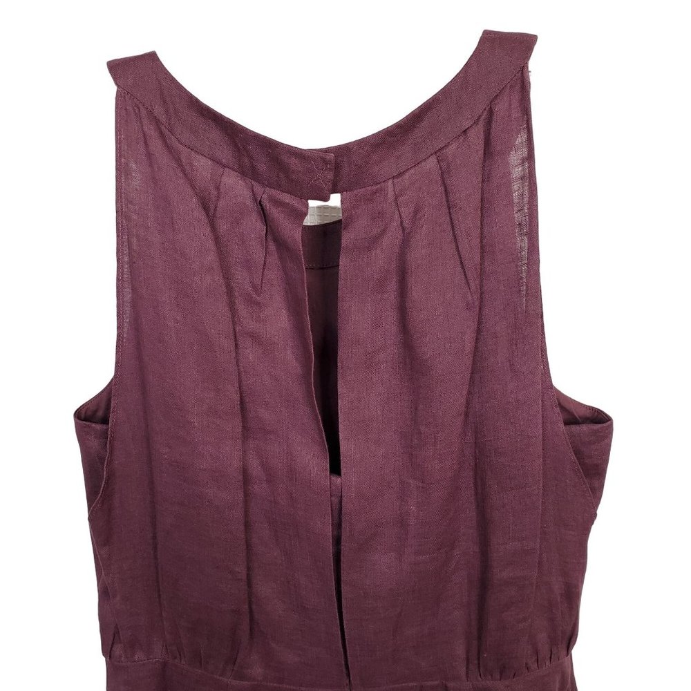 Ann Taylor Loft Size 8 Dress Linen Layered Sleeveless Lined Sheath Knee Purple - Picture 6 of 8